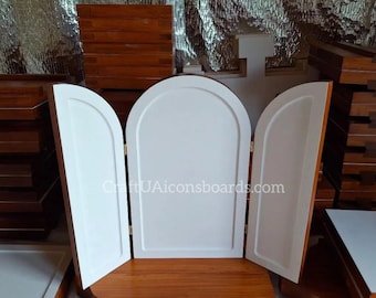 Orthodox Triptych Icon Board 24x40 cm (9.5x15.8 in) Traditional Levkas Gesso Panel  Kovcheg Handmade Linden Wood Triptych for Icon Painting