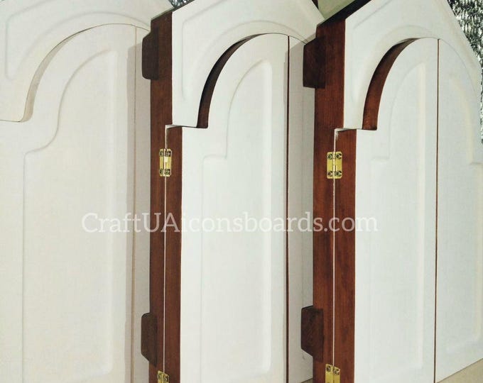 Gessoed Triptych Icon Board with Kovcheg – Handcrafted Linden Wood Panel