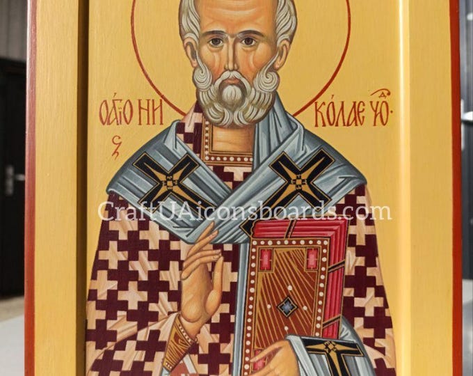Handpainted Icon of Saint Nicholas – Religious Gift