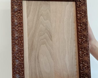Solid Walnut Icon Board with  Carved Frame, 25.5×35 cm (10 × 13.8 inches)  Carved Orthodox Panel, Optional Levkas Gesso, Icon Painting Board