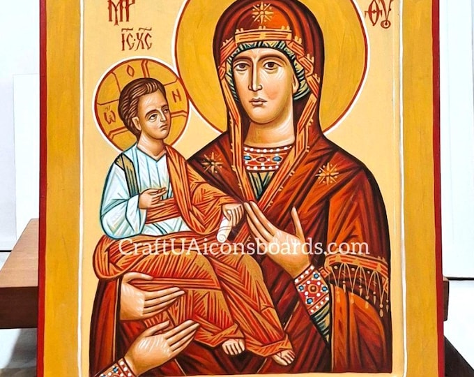 Handpainted Icon of the Mother of God ‘The Three-handed