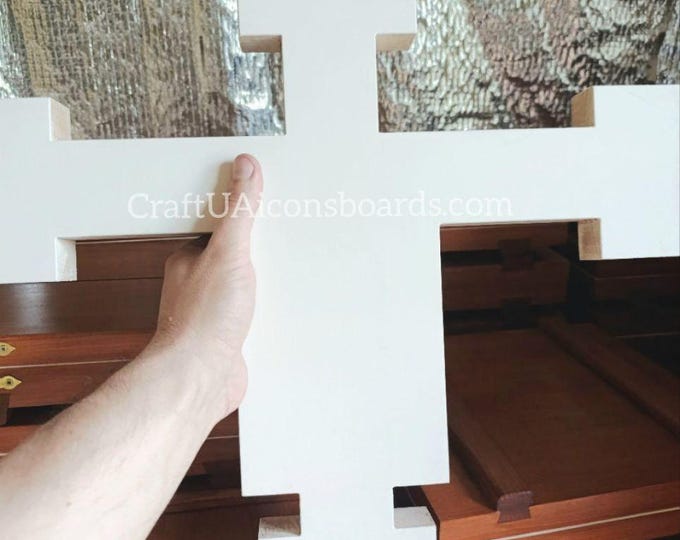 Large Levkas Cross Panel for Icon Painting 17.7×19.7 in (45×50 cm) | Handmade Linden Wood Craft Supply | Gesso Cross Ready for Painting