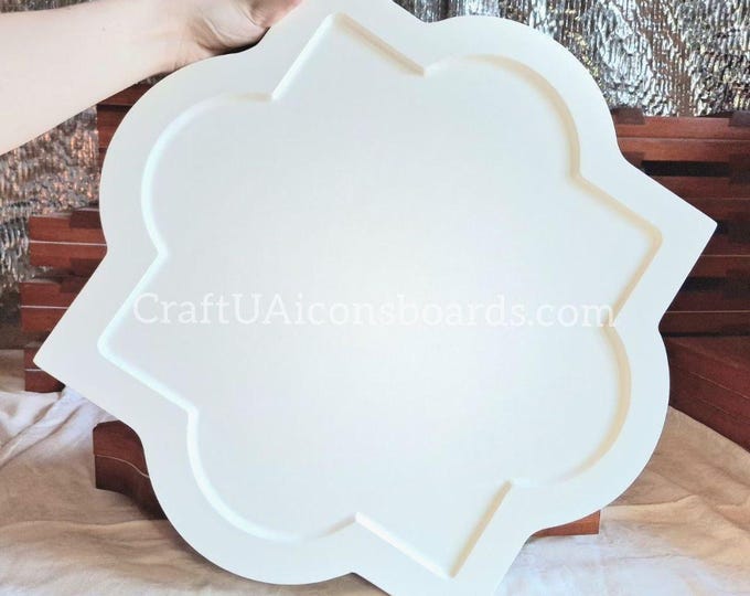 Handcrafted Gesso Icon Board with Ark – 39×39 cm(15.4×15.4in) Special Shape Wood Panel