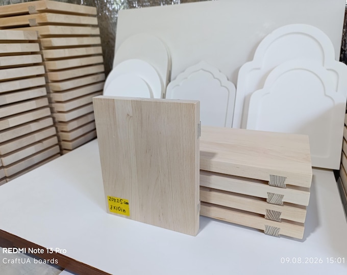 Set of 5 Flat Orthodox Icon Boards 20×25 cm (8×10") | Alder Wood with Ash Splines | Ungessoed Icon Painting Panels