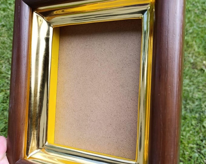 Handmade Oak Icon Case 15x20 cm (6x8") | Orthodox Kiot with Gold Leaf Frame, Glass Included | Wall Hanging Icon Shrine