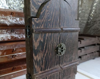 Gessoed Triptych Icon Board with Ark, Handcrafted Black Wenge Solid Wood Panel, Professional Iconography Supply, Luxury Folding Home Altar