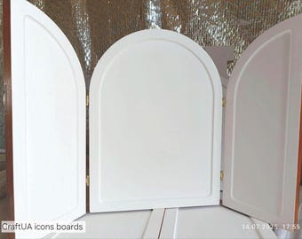 gessoed triptych board|icon board| |triptych icon board with kovcheg|gessoed triptych|religious gift|icon board with gesso