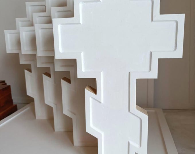 Handmade Gesso Wooden Cross 42.5×25cm (16.7 × 9.8 inches)Icon Painting Panel with  the Ark