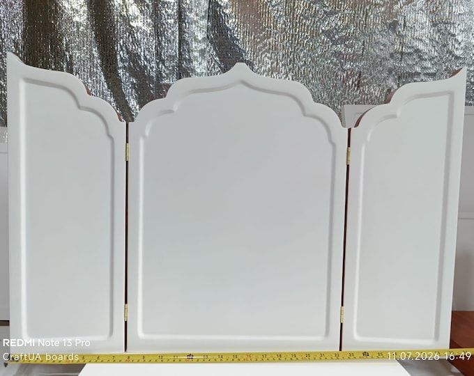 Custom Large Orthodox Triptych Icon Board 15x20 Inches Closed | Handmade Linden Wood Triptych with Levkas & Kovcheg | Hinged Icon  Panel