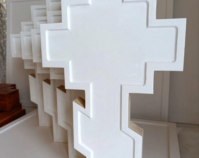 Handmade Gesso Wooden Cross 42.5×25cm (16.7 × 9.8 inches)Icon Painting Panel with  the Ark