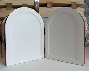 Diptych Icon Board 6x8 Inches (15×20cm)Each Panel – Arched Wooden Icon Boards with Kovcheg & Gesso – Hinged Religious Art Panels