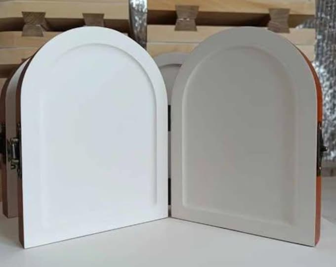 Diptych Icon Board 6x8 Inches (15×20cm)Each Panel – Arched Wooden Icon Boards with Kovcheg & Gesso – Hinged Religious Art Panels