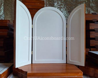 Gessoed triptych board 24х40cm (9.5 × 15.8 inches)|triptych icon board with kovcheg|art board|religious gift|icon board with gesso