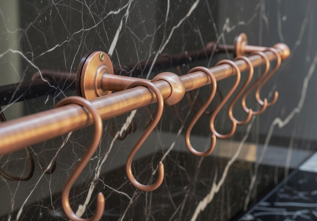 DaylyFav 7 Pack, Solid Copper Brass S Hooks for Hanging Jeans Pan Pots
