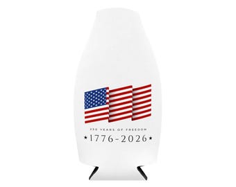 1776 American Flag design Zip-Up Bottle Cooler Sleeve | 1776-2026 Independence Day