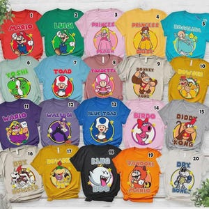 Super Mario Family Shirts,Super Mario Character Shirt,Super Mario Birthday Party Shirt, Mario & Friends Party Shirt,Personalized Mario Shirt