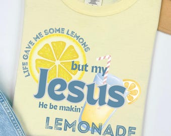 La vie m'a donné des citrons PNG, mais mon Jésus, il fait de la limonade, bleu, PNG, fichier numérique, sublimation