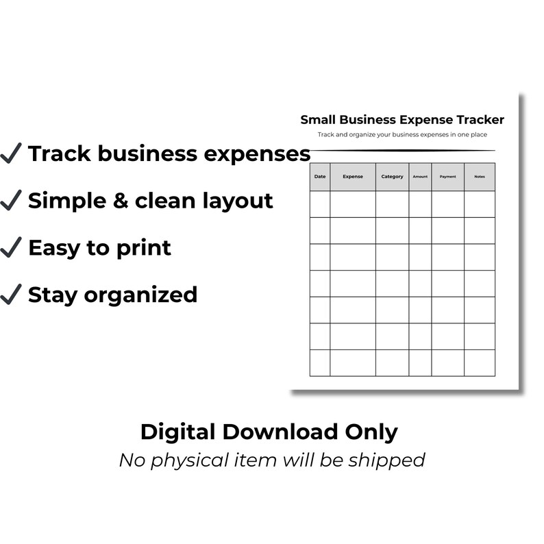 Small Business Expense Tracker Printable | Expense Log Sheet | Business ...