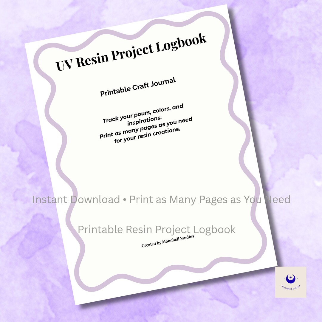 Logbook Craft UV Resin Project Logbook | Craft Planner (PDF Pattern) - Etsy