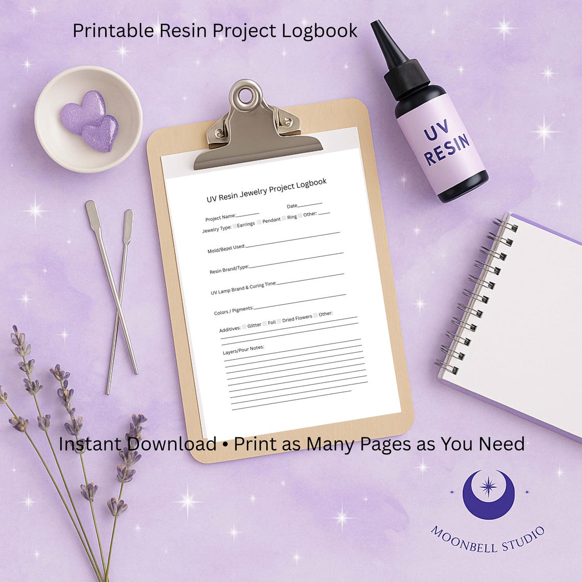 Logbook Craft UV Resin Project Logbook | Craft Planner (PDF Pattern) - Etsy