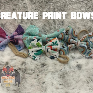 Creature Print Dog Bows
