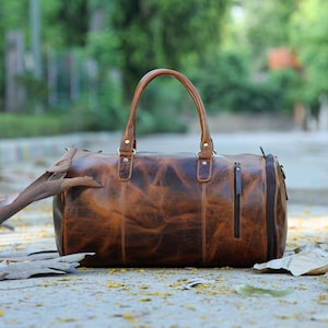 S2M Leather Duffle Bag, Handmade Leather Weekender, Gym Bag, Vacation Duffel Bag, Travel Bag, Overnight Bag Leather fathers day gift