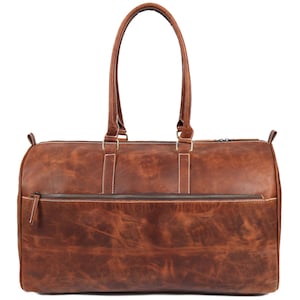 Full Grain Leather Duffel Bag: Handmade Weekender Travel Bag, S2M