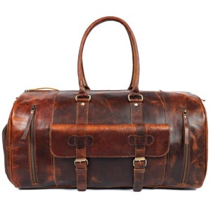 S2M leather weekender Duffle bag, men personalized duffle bags, leather overnight bags travel, gifts for him dad, boyfriend holdall Gift