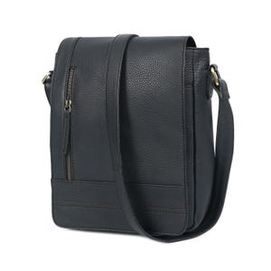 Genuine Leather Crossbody Bag – Handmade Vintage Leather Sling Bag for Men & Women – Black Travel Bag – Adjustable Strap – Christmas Gift