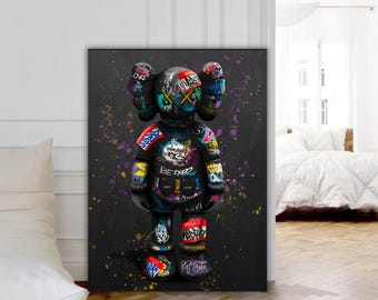Kaws Graffiti Canvas Print, Hypebeast Art Decor, Home Office Gift