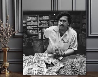 Pablo Escobar Money Canvas Print, Epic Scene Art, Office Decor