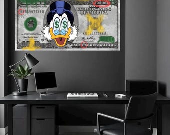 Scrooge McDuck Graffiti Art: Pop Art Canvas Print, Office Wall Decor