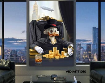 Scrooge McDuck Graffiti Art Painting: 'The World Is Yours' Canvas Print