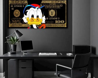 Scrooge McDuck Gold Canvas Painting: Pop Art Office Decor