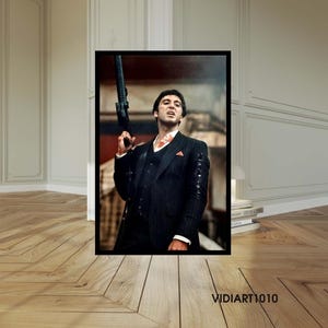 Scarface Painting: Tony Montana Al Pacino Canvas Art - Framed Wall Decor
