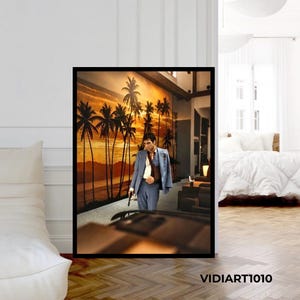 Scarface Painting: Tony Montana Al Pacino Canvas Art - Framed Wall Decor