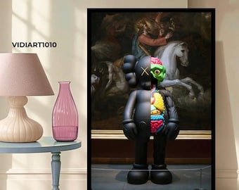 Kaws Figure Canvas Art: Hypebeast Graffiti Decor