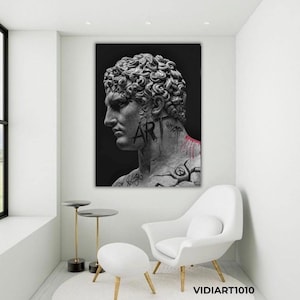 Painting with Hercules Roman,Hercules Art,Roman Art,Veni Vidi Vici,wall decor,graffiti art,modern wall art,bed,home,office decor,motivation