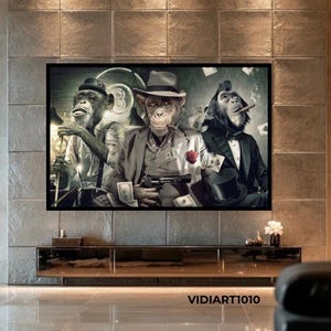 Gangster Monkeys Canvas Art: Pop Art Home Office Decor