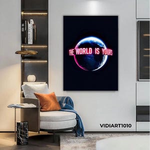 Scarface Canvas Print, &quot;The World Is Yours&quot; Al Pacino Art, Framed Wall Decor