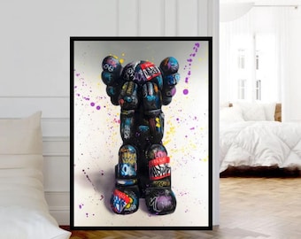 Kaws Graffiti Art Print, Premium Canvas, Hypebeast Home Decor