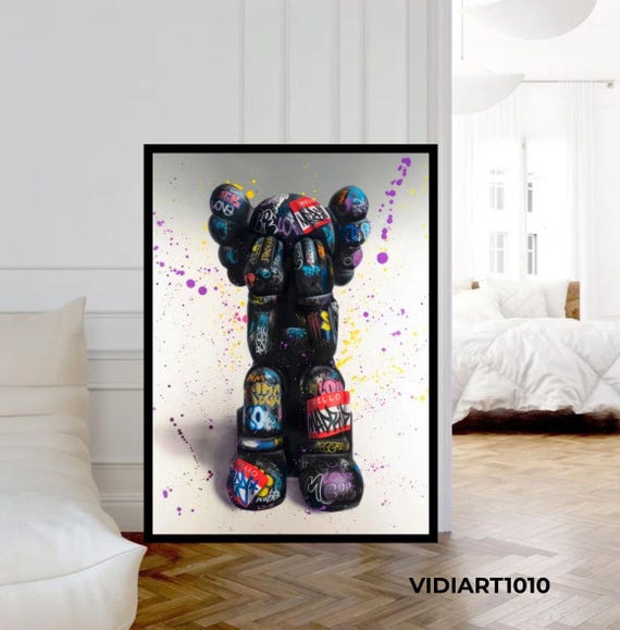 Kaws Graffiti Art Print, Premium Canvas, Hypebeast Home Decor