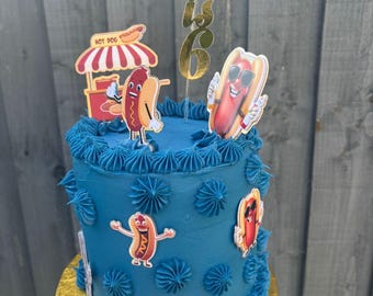 Hot  Dog Birthday Cake Topper Set