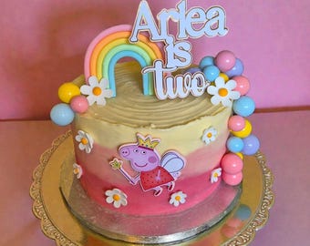 Fairy Pig cake topper with a separate name and age
