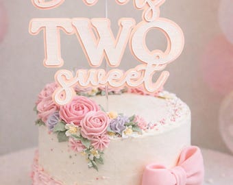 Delilah Is TWO Sweet Cake Topper – Personalised 2nd Birthday Decoration