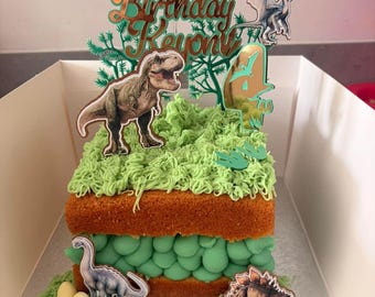 Dinosaur Cake Topper Set – Personalised  Birthday Decoration