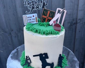 Personalized Cricket Birthday Cake Topper Set – Handmade Cardstock Decorations