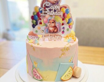 Personalised Capybara Birthday Cake Topper with Custom Name
