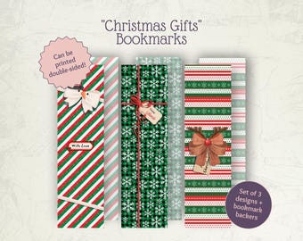 Christmas Gift Bookmarks: Set of 3, Double-Sided Designs (Digital Downloads)