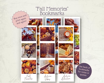Photo Collage Fall Bookmarks: Set of 6 Printable Bookmarks for Fall